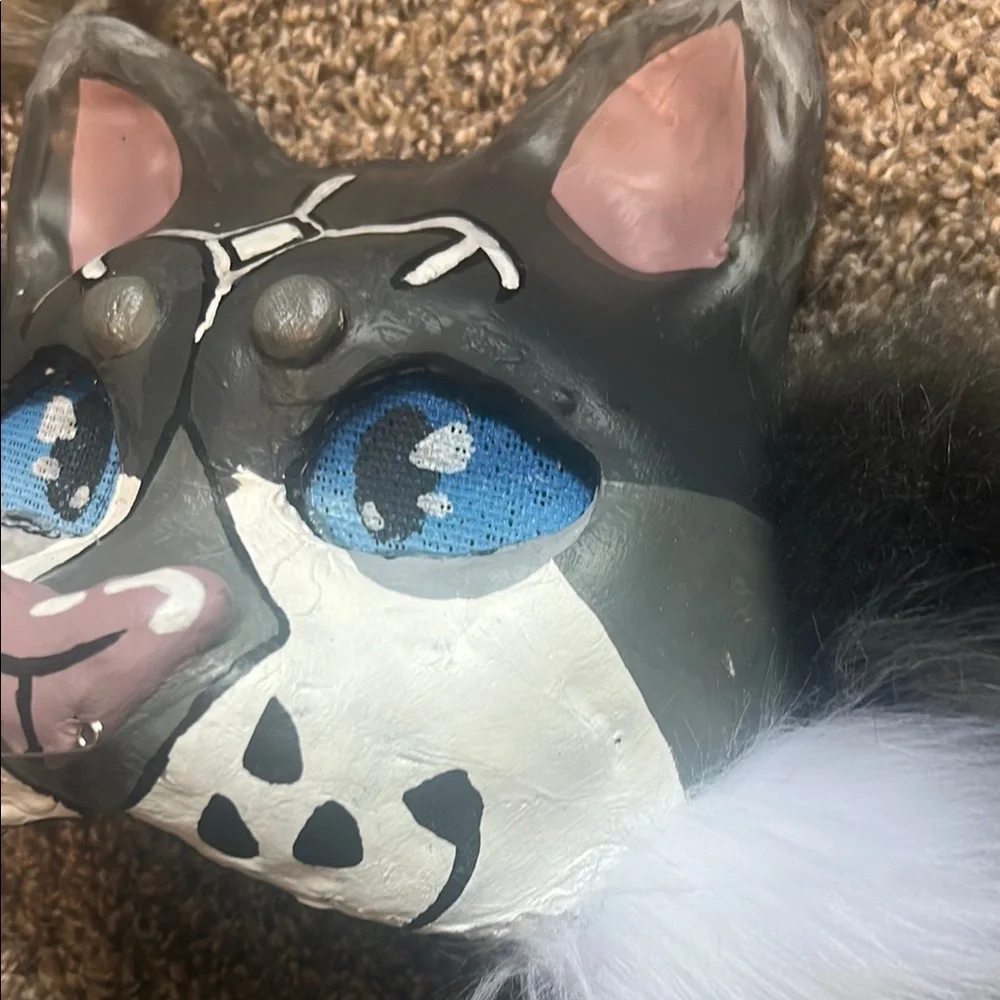 Gray and White Cat Mask